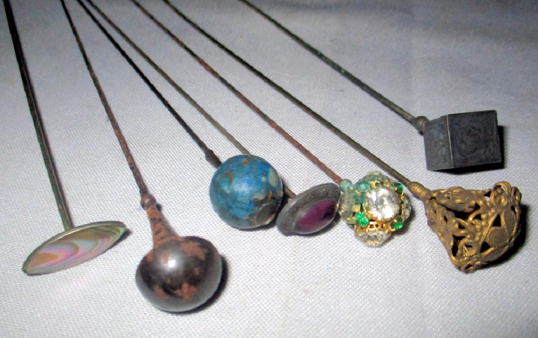 Lot of Seven Victorian Hat Pins (1 of 1)