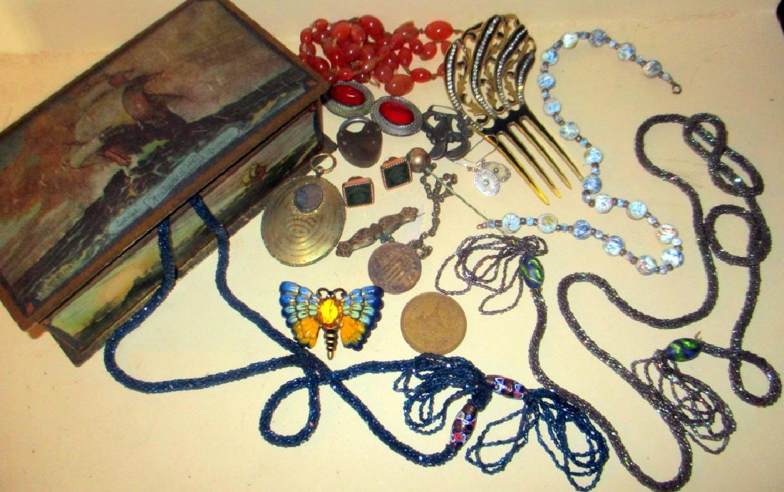 Tin Box Filled with Misc. Vintage Jewelry (1 of 1)