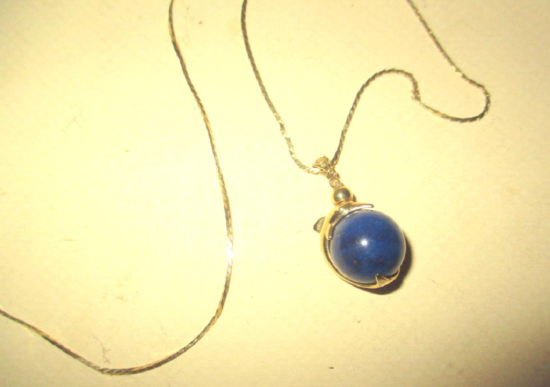 14K Gold & Lapis Pendant on 14K Gold Chain (1 of 1)