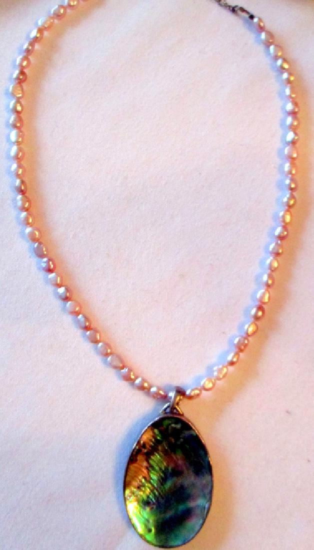 Baroque Pearl Necklace with Abalone Pendant (1 of 2)