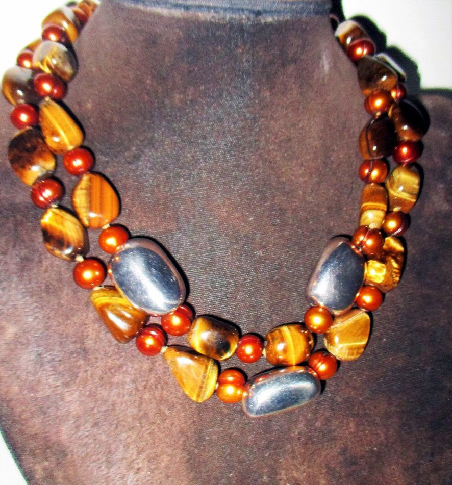 Tiger Eye & Sterling Necklace (1 of 1)