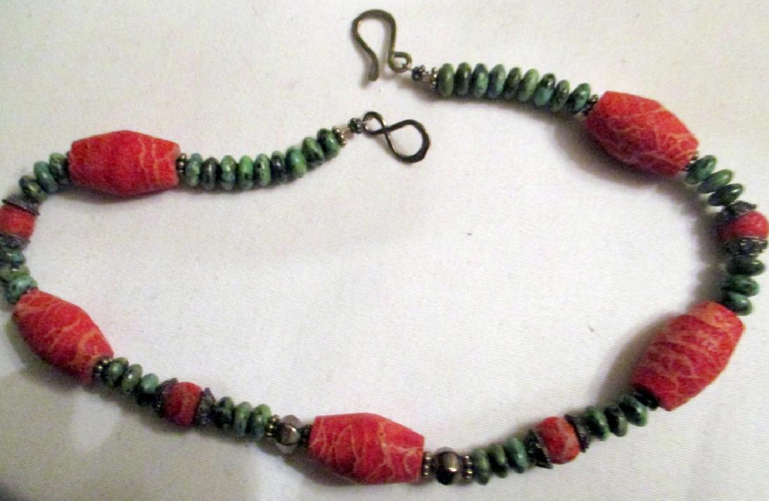 Turquoise Sponge Coral & Sterling Necklace (1 of 1)