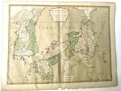 1794 map of Japan and Korea.: 1794 map of Japan and Korea. Printed by Laurie & Whittle, 21 by 28 inches. Fair condition with a small tear lower left and age toning.