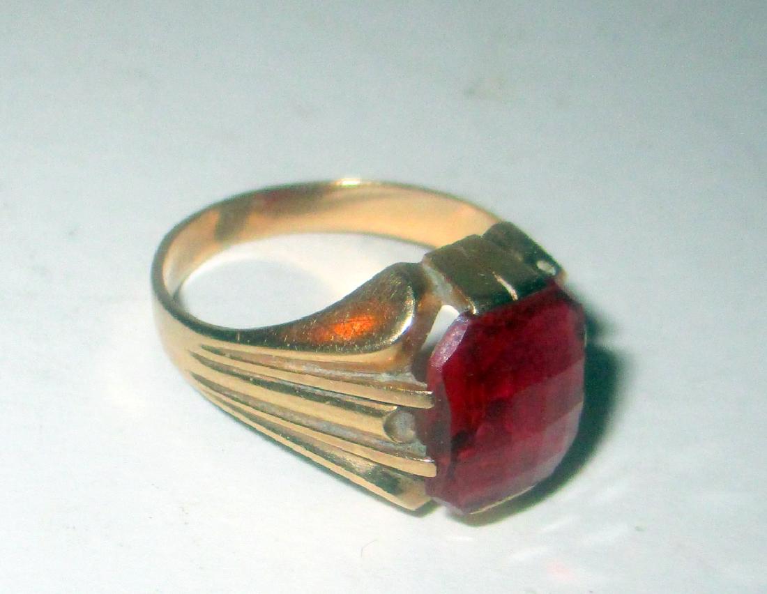 Men's 14K Gold RIng w/ Synthetic Ruby (1 of 3)