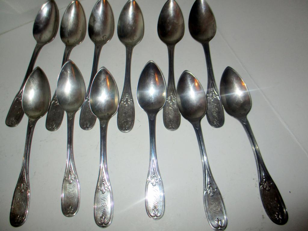 Set of Twelve Coin Silver Tea Spoons (1 of 1)