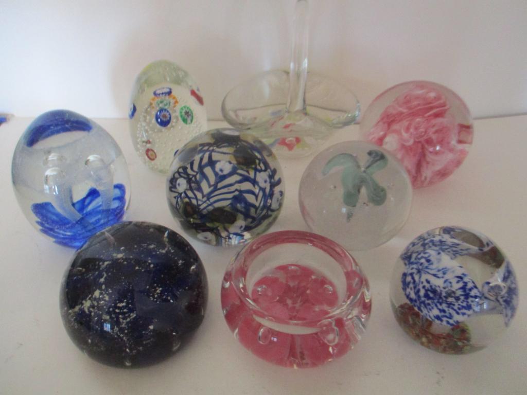 Lot of Nine Glass Paperweights (1 of 1)