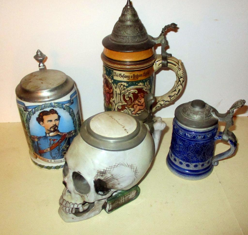 Lot of Four Vintage Beer Steins (1 of 1)
