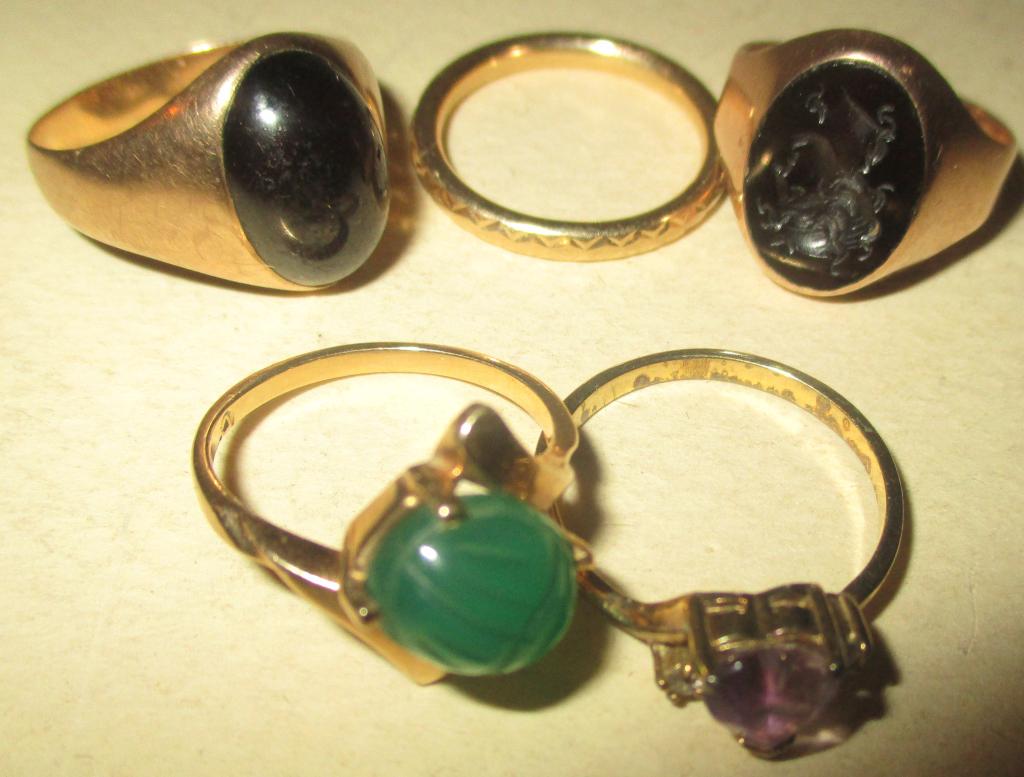 Lot of Five Gold Rings with Stones (1 of 1)