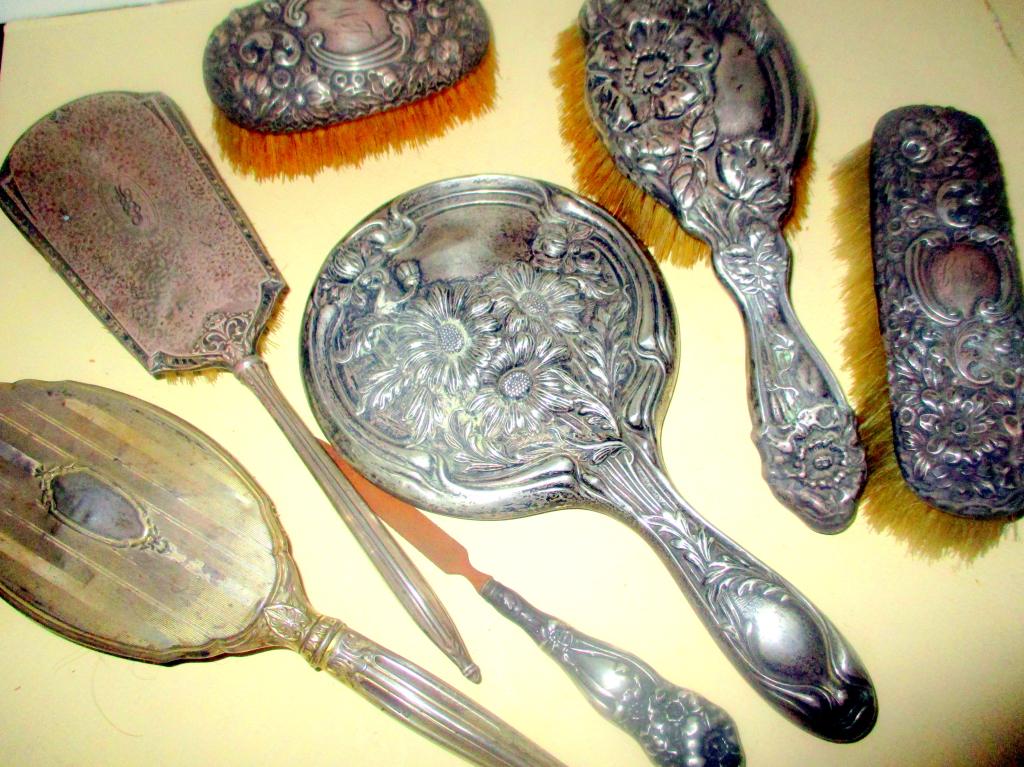 Seven Misc. Pieces of Sterling Dresser Sets (1 of 2)