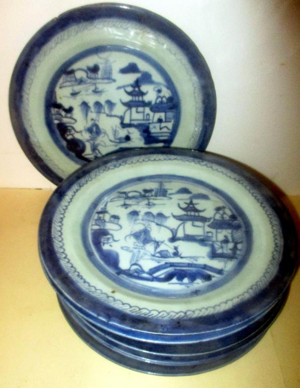 Set of Ten Chinese Antique Canton Dinner Plates (1 of 1)