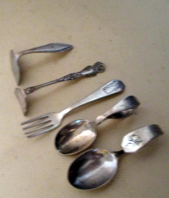 Lot of Five Sterling Baby Utensils (1 of 1)