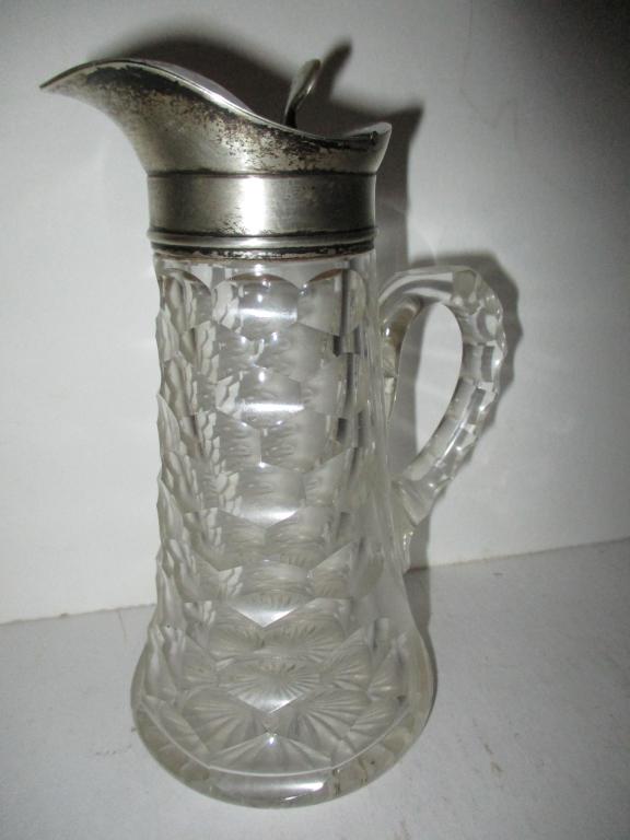 Cut Glass & Sterling Top Syrup Pitcher (1 of 1)