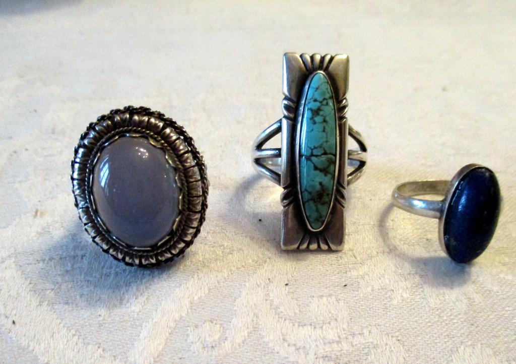 Three Sterling Silver Rings Set with Stones (1 of 1)