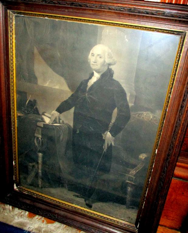 Framed Mid 19th C. Engraving of Geo. Washington (1 of 1)