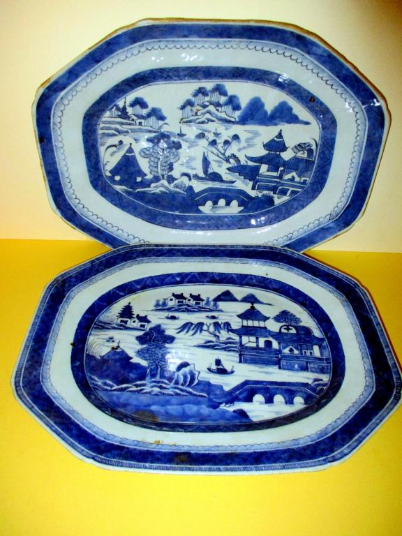 Two Antique Chinese Canton Platters (1 of 2)
