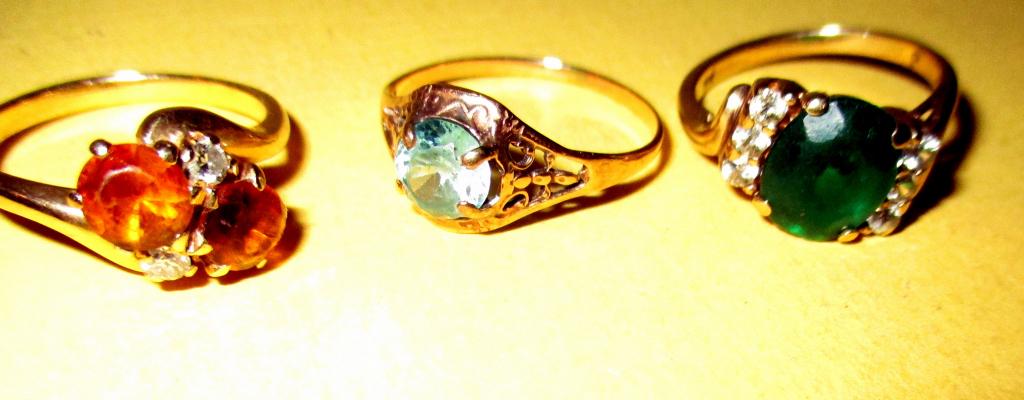 Lot of 3 Gold Rings with Stones (1 of 2)