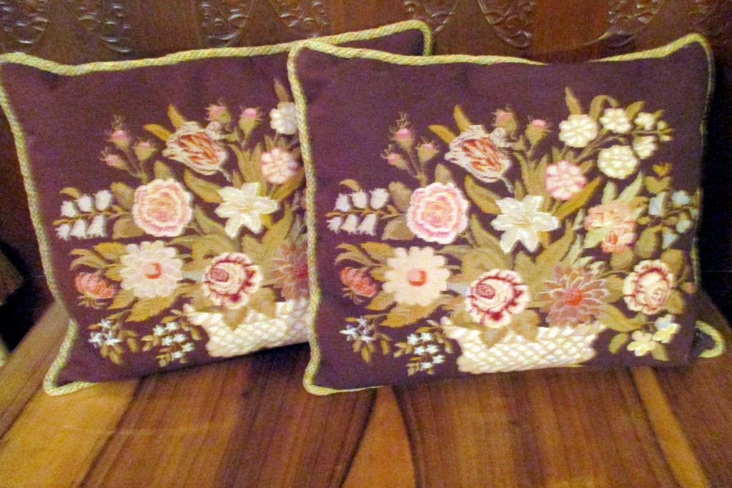 Pair of Petit Point Pillows (1 of 1)