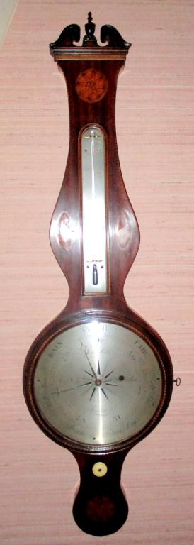 19th Century Barometer with Wood Inlay (1 of 5)