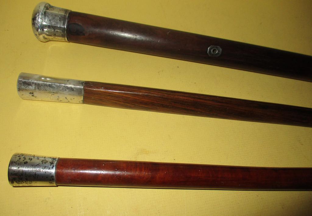 Three Walking Sticks with Sterling Tops. (1 of 2)