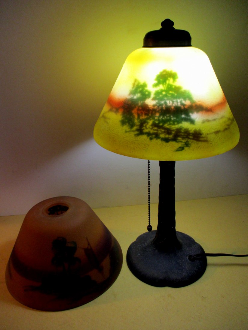 Reverse Painted Shades & One Handel Lamp Base (1 of 4)