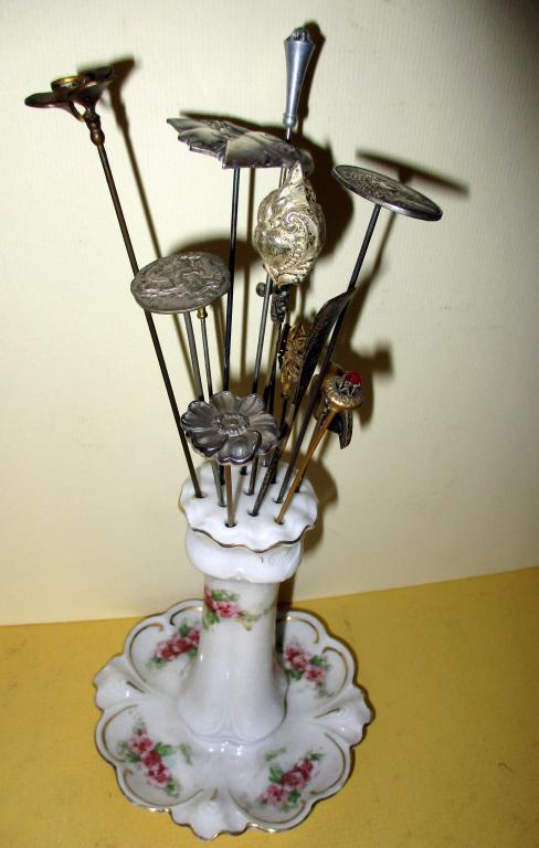 Hatpin Holder with Thirteen Vintage Hatpins (1 of 2)