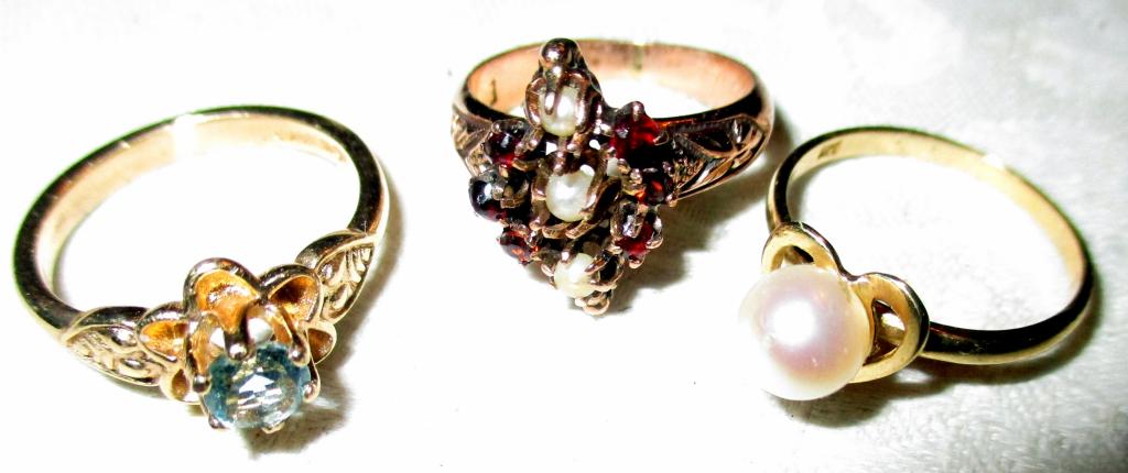 Three 14k Gold Rings with Stones (1 of 2)