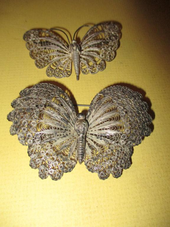 Two Filigree 800 Silver Butterfly Pin (1 of 2)