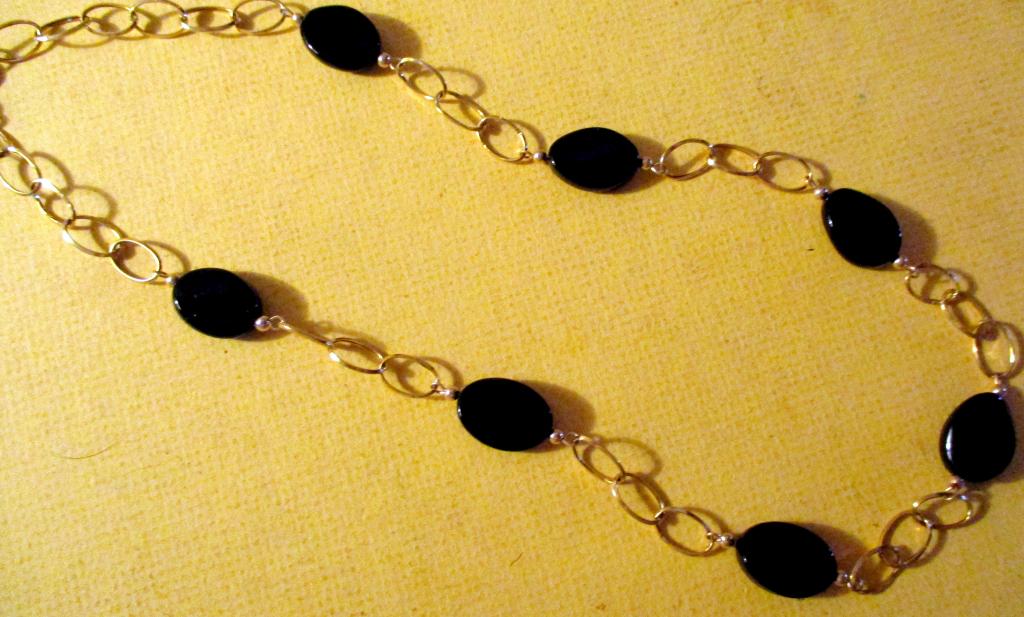 14K Gold & Onyx Necklace (1 of 2)