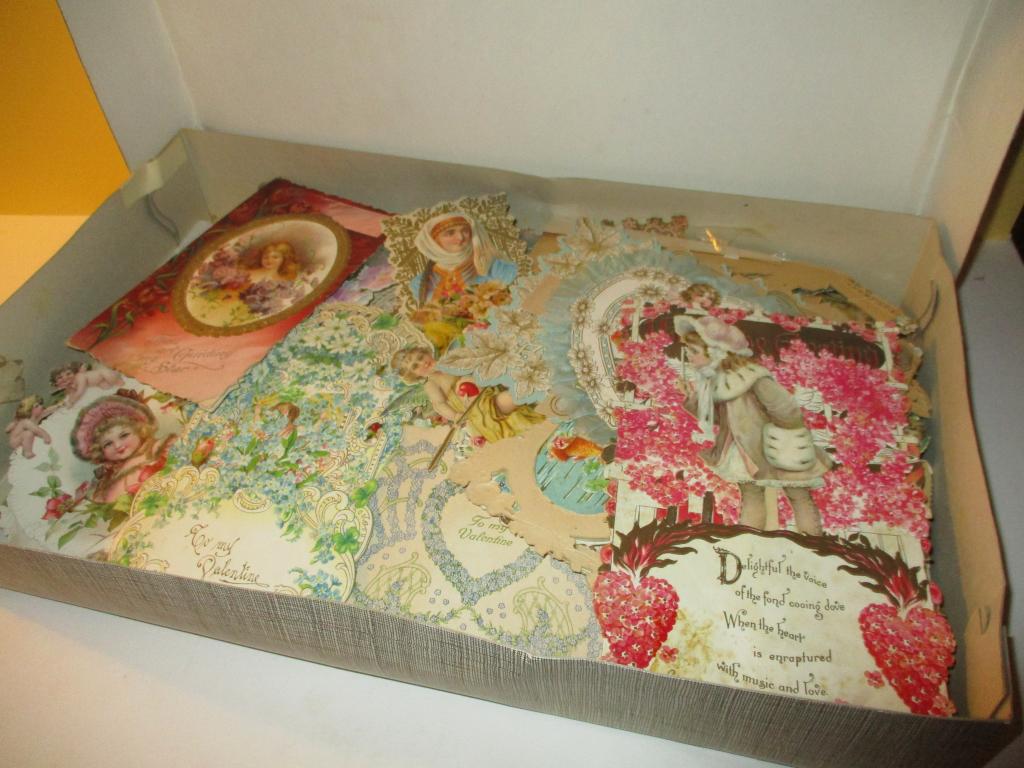 Box Lot of Over 100 Victorian Valentine Cards (1 of 6)