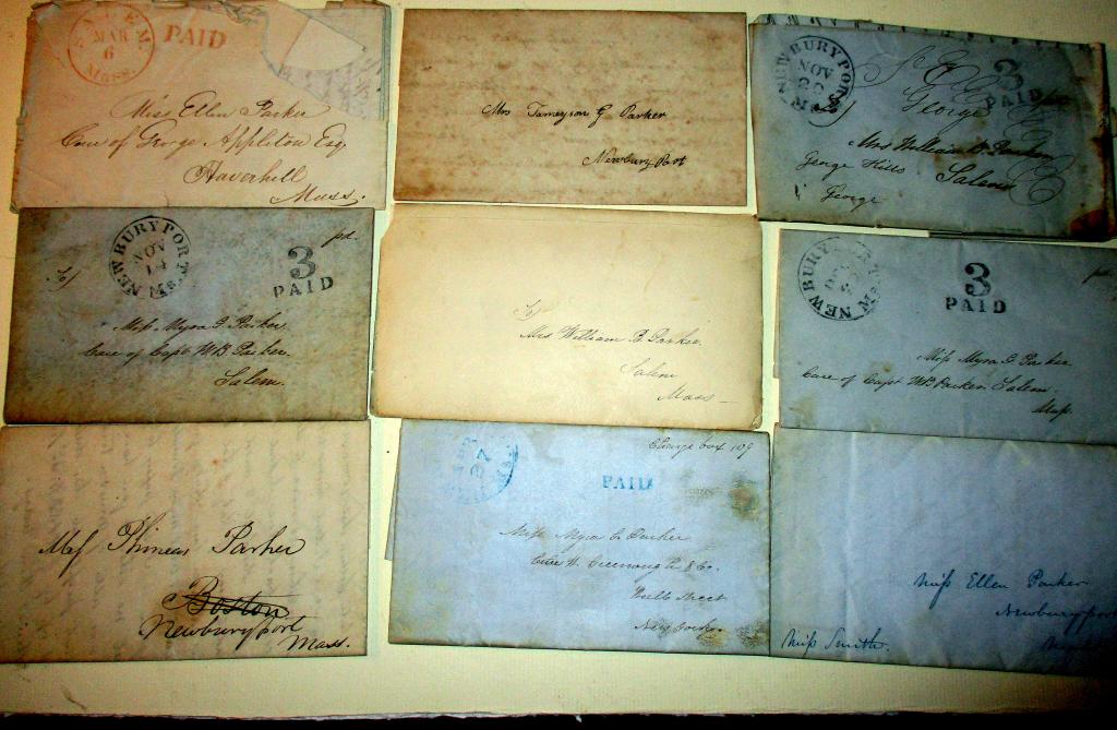 Letters of Correspondence: Lot consist of letters of correspondence from the estate of Capt. W.B. Parker of Salem, MA. Mostly mid 19th Century, at least one is dated 1861. All in fair conditon.