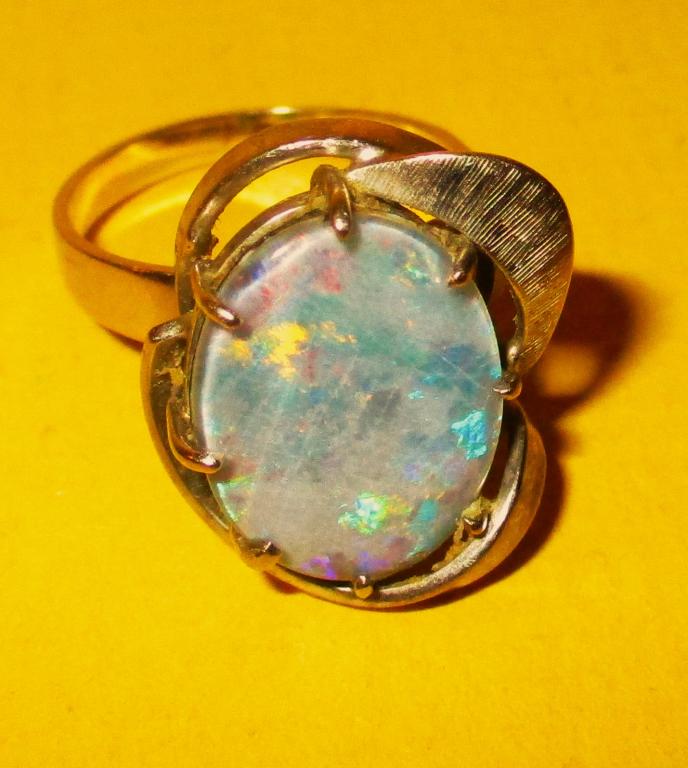 Mid Century 18K White Gold & Fire Opal Ring (1 of 1)