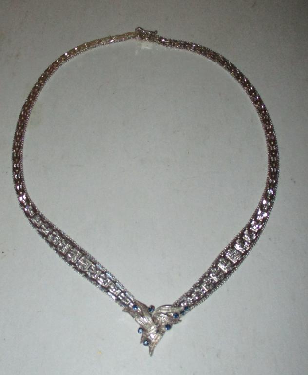Sterling Silver Necklace Set with Sapphires (1 of 2)