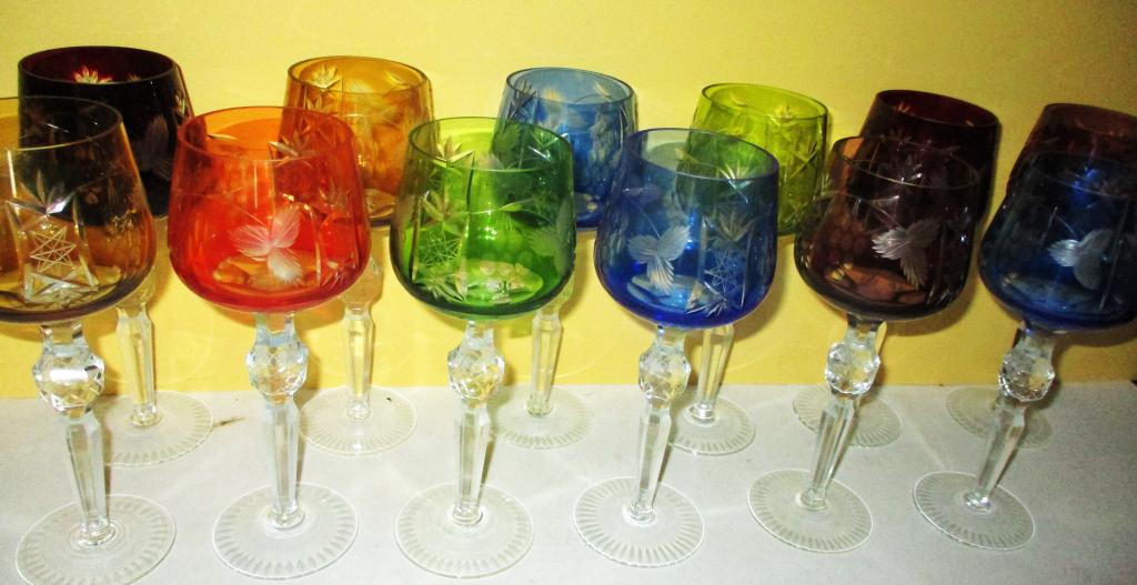 Set of 12 Multi Colored Bohemian Goblets (1 of 3)