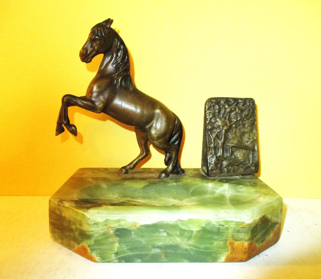 Onyx Vintage Ashtray With Bronze Horse (1 of 2)