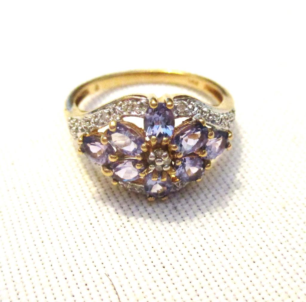 14K Gold Ring with Tanzanite and Diamonds (1 of 1)