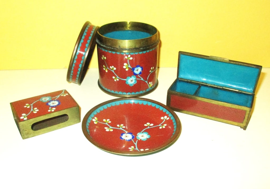 Chinese cloisonne desk set (1 of 2)