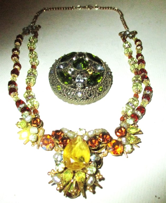 Czechoslovakia Costume Necklace and Brooch (1 of 2)