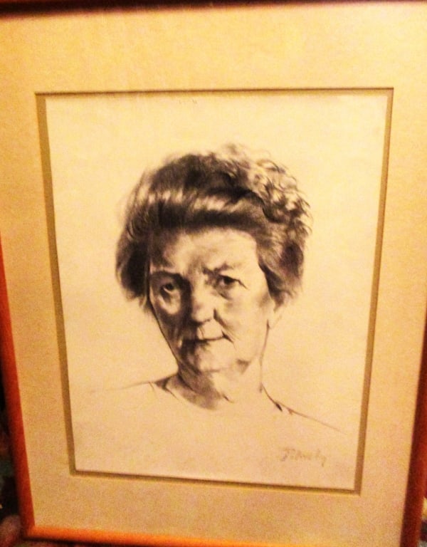 Conte Crayon by Arthur Polonsky: Lot Consists of a Conte Crayon Portrait by Arthur Polonsky. Polonsky is one of the Prominent Artists From Boston. It is Signed by Polonsky, Circa 1950's Approximate Size is 25" Inches Tall and 19" Inc