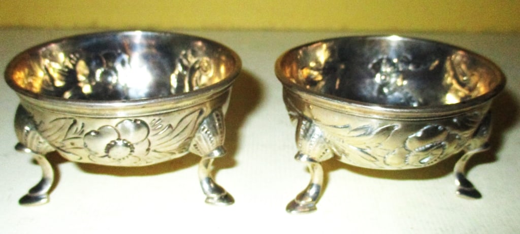 Pr. of Pure Coin Silver Salt Bowls (1 of 1)