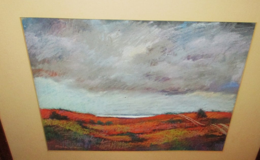 Pastel Drawing of Nantucket Moores: Lot Consists of a Pastel by Marc Sebastian Winer Depicting Nantucket Moores With a Cloudy Sky. Approximate Size is 18" Inches Tall by 21" Inches Wide From End to End of Frame. Signed and Labeled on th