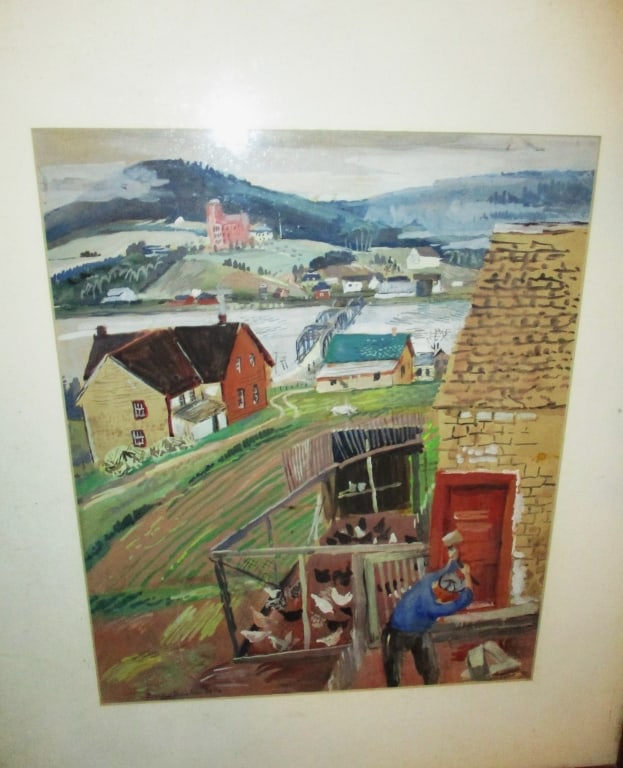 Watercolor Painting by George Bucklin?: Lot Consists of a Watercolor/Guoche Painting. It Represents and Depicts a Folk Life. It is Signed "George Bucklin"? Approximate Size From End to End is 26" Inches Tall and 22" Inches Wide. In Good Con