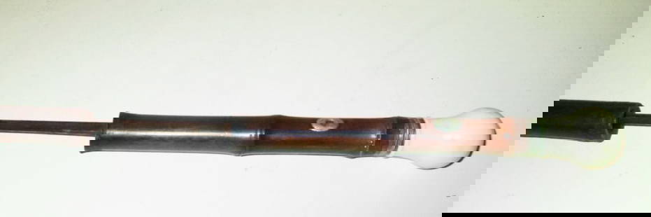 Antique Cane etc: Lot Consists of a Victorian Cane With an Antique Handle. The Cane Opens to Reveal a Sword. In Fair Condition and a Bamboo Cane That Has a Crack in the Cane. Fair Condition. Approximately 35" Inches Lo