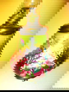 Bradley & Hubbard Oil Lamp: Lot Consists of an Oil Lamp Made by Bradley & Hubbard. It has a Porcelain Base Decorated With Han Painted Roses. Approximate Size to the Top of the Burner is17" Inches. The Glass Chimney adds 9" 