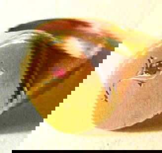 18K Gold Man's Ring Set With Ruby?: Lot Consists of a 18K Gold Man's Ring Set With a Small Full cut Ruby? In Good Condition. Approximate Weight is 6 dwt. Size of the Ring is 8 1/2