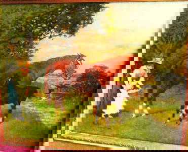 Oil Painting of Horses by Henry Stull, 1908