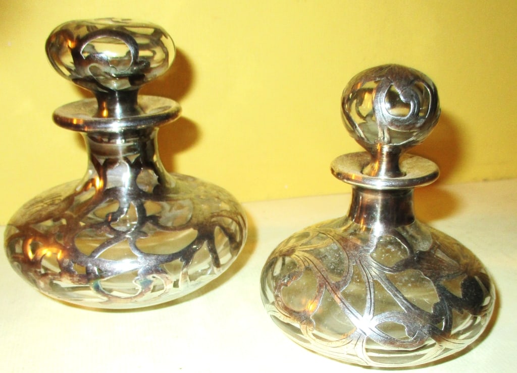 Two Silver Overlay Perfume Bottles (1 of 3)