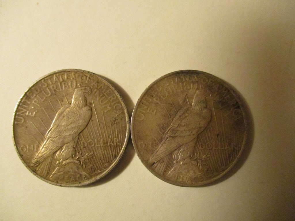 Two Silver Peace Dollars - 2