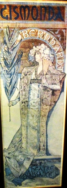 Poster by A. Mucha of Gurubernhart: Lot Consists of a Poster of Gurubernhart Advertising Performance of Renussunce Gismonder at the Theater. this is a Reproduction of the Original Poster.