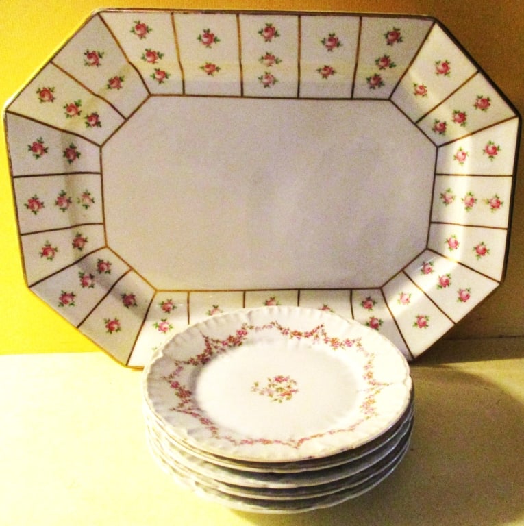Limoge Platter With 5 Desert Plates (1 of 1)