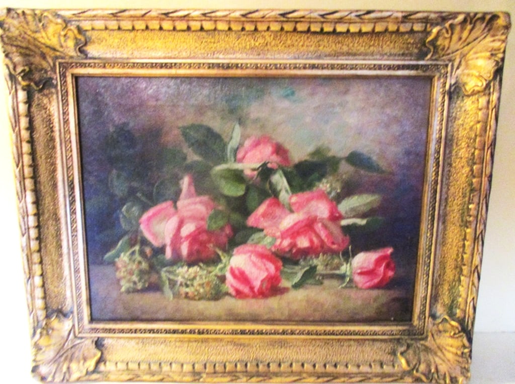 Victorian Oil Painting of Cut Roses (1 of 2)